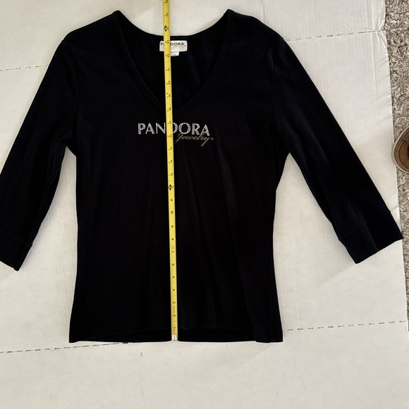 Pandora Jewelry  Store Employee V Neck Rhinestone Shirt Black XL - Picture 7 of 11